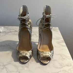 Christian Louboutin silver Snakeskin heels